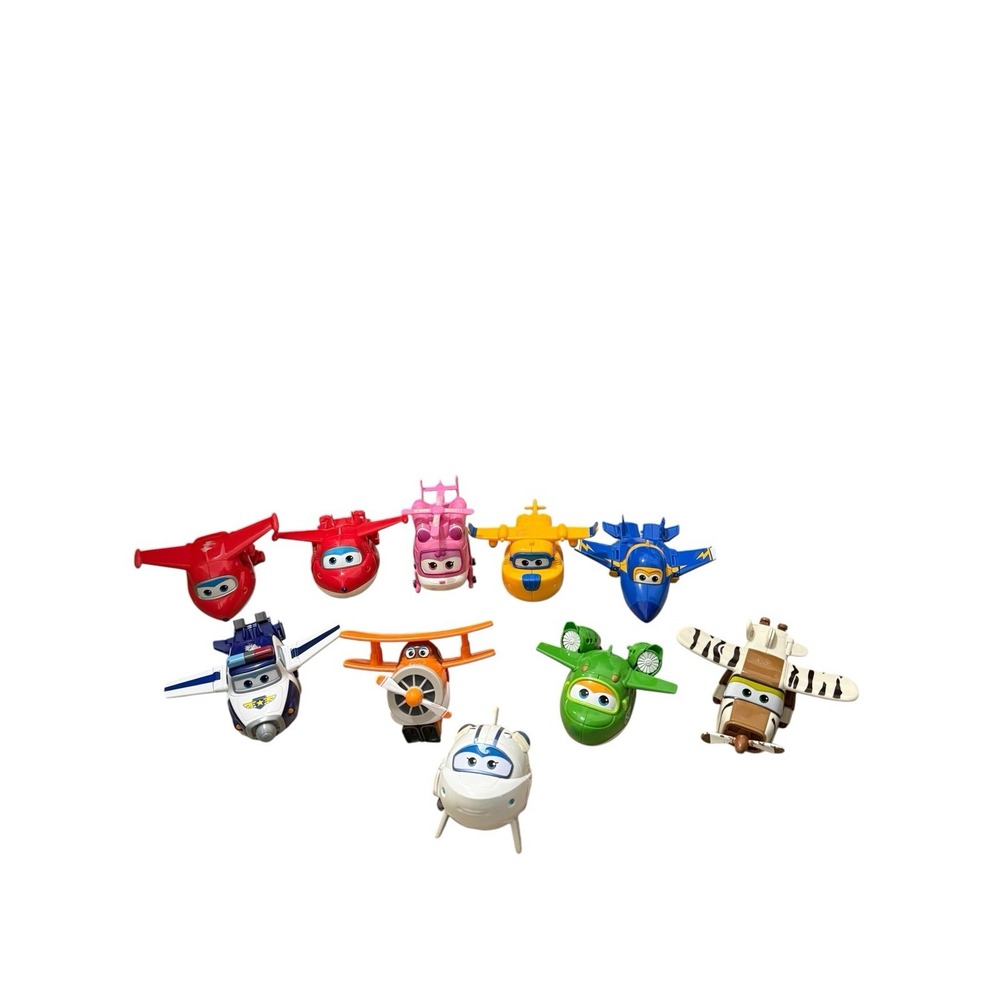 Super Wings Transforming Mini Planes Toy Action Figures Lot of 10 PLUS boardbook